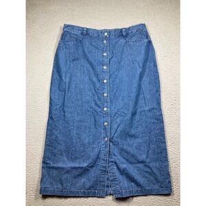 Vintage Marsh Landing Skirt Women's Plus‎ 22W Blue Denim Modest Button Front